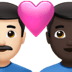 👨🏻‍❤️‍👨🏿 couple with heart: man, man, light skin tone, dark skin tone display on Apple